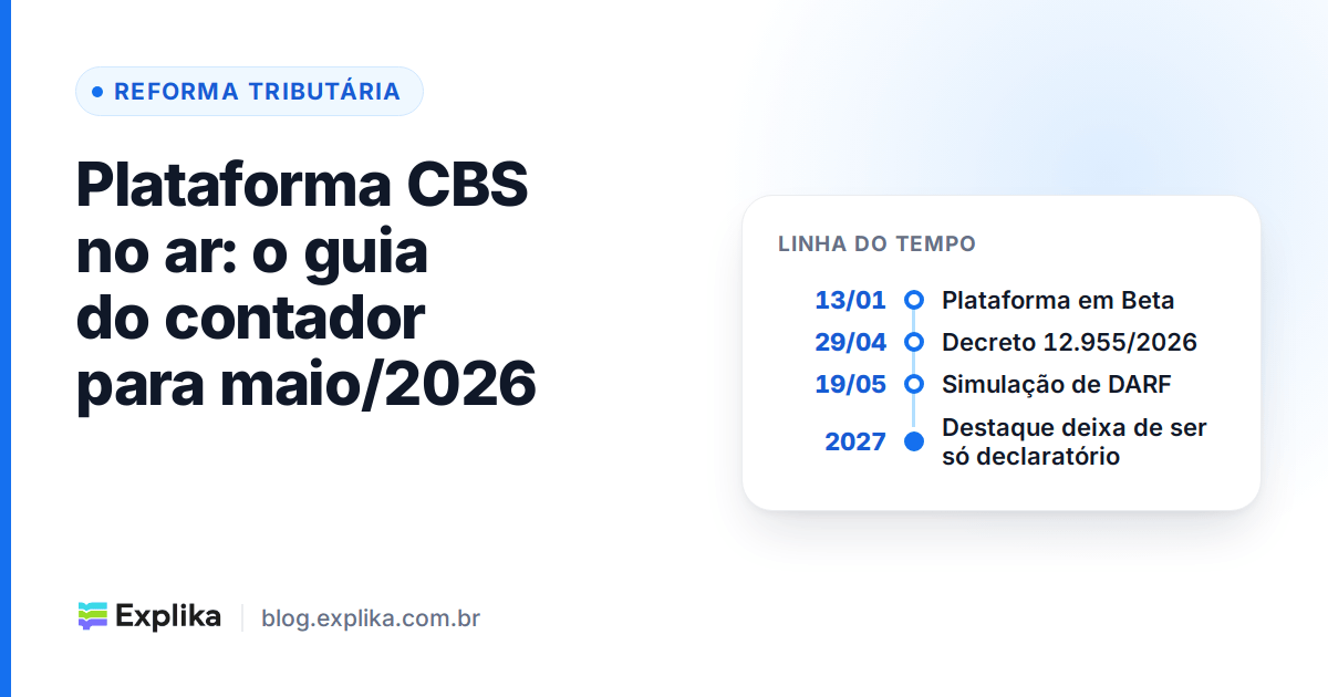 Plataforma CBS no ar: o guia do contador pra maio/2026